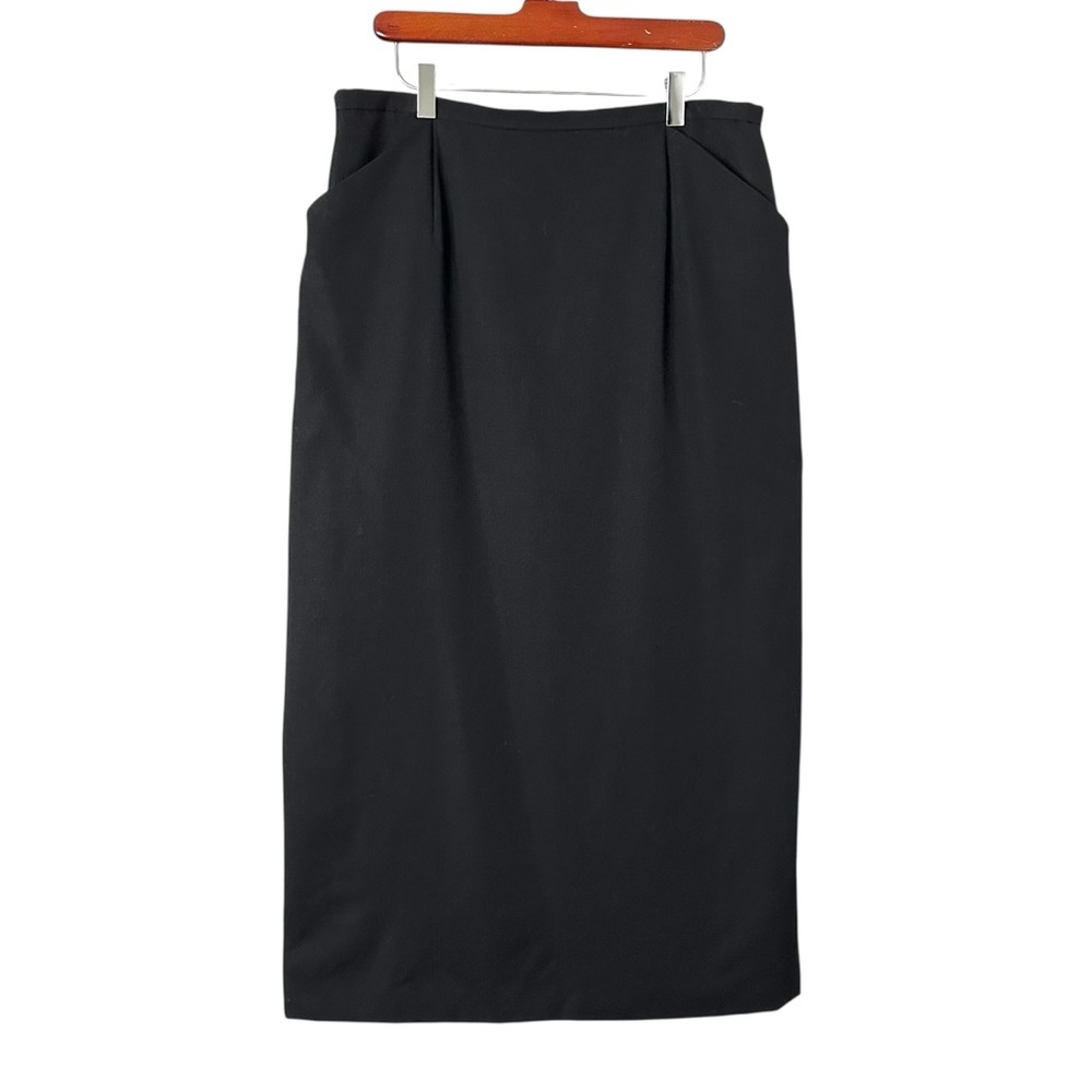 Vintage TALBOTS Black Wool Pencil Skirt‎ Pockets Classic Capsule Minimalist 16